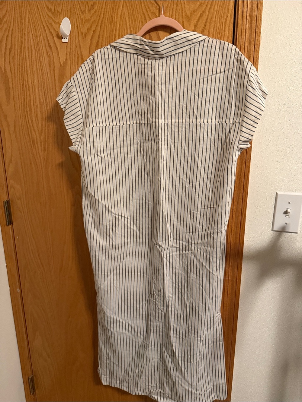 CALIA by Carrie Underwood White and Navy Striped Button Front Swim Coverup - Picture 4 of 4